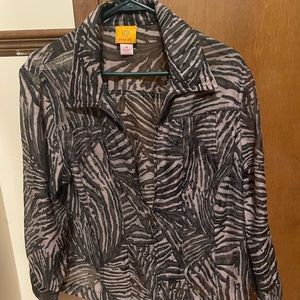 Sheer Ruby Rd mesh long sleeve zip up lightweight cover/jacket